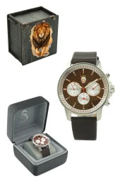 Galatasaray Orijinal Kahverengi Deri Kordonlu Kol Saati Hediyelik Ahşap Kutulu - 1