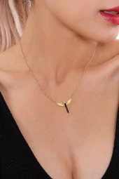 Kadın Melek Kanat Figürlü Çelik Kolye thumbnail 1