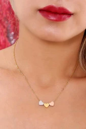 Kadın Mix Kalpli  Çelik Kolye thumbnail 1