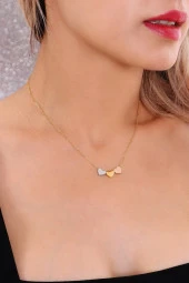 Kadın Mix Kalpli  Çelik Kolye thumbnail 2