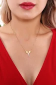 Kadın Altın Kaplama Kadın Melek Çelik Kolye thumbnail 1