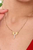Kadın Altın Kaplama Kadın Melek Çelik Kolye thumbnail 2