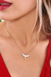 Kadın  Melek Kanatlı  Çelik Kolye thumbnail 2