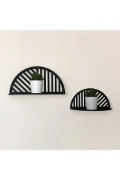 Mavitrend Dekoratif Metal Duvar Rafı, Daire 2'li Siyah Dekoratif Banyo Mutfak Salon Oturma Odası Rafı - 1