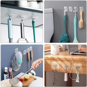 7 Li Kendiliğinden Yapışkanlı, Şeffaf, Paslanmaz Metal Başlıklı, Sağlam, Dayanıklı, Bırakmayan Askı - 6