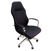 Çalışma Koltuğu Makam Sandalyesi Krom Yıldız Ayaklı Siyah Suni Deri thumbnail 1