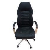 Çalışma Koltuğu Makam Sandalyesi Krom Yıldız Ayaklı Siyah Suni Deri thumbnail 2