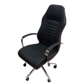 Çalışma Koltuğu Makam Sandalyesi Krom Yıldız Ayaklı Siyah Suni Deri thumbnail 3