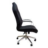 Çalışma Koltuğu Makam Sandalyesi Krom Yıldız Ayaklı Siyah Suni Deri thumbnail 4