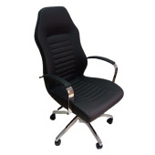 Çalışma Koltuğu Makam Sandalyesi Krom Yıldız Ayaklı Siyah Suni Deri thumbnail 6