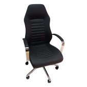 Çalışma Koltuğu Makam Sandalyesi Krom Yıldız Ayaklı Siyah Suni Deri thumbnail 7