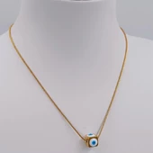 Kadın  Gold Küp Nazar Çelik Kolye thumbnail 2