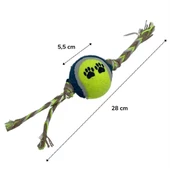 Renkli Halat Ve Tenis Toplu Yumaklı Köpek Çekiştirme Halat Oyuncağı (4401) - 3