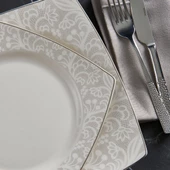 GÜRAL PORSELEN Caroline 54 Parça 12 Kişilik Kare Bone Yemek Takımı - 6327 thumbnail 4