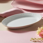 GÜRAL PORSELEN Bahar Dalı 25 Cm Kayık Tabak Mat Altın Yaldız - 2