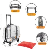 Lepus WHEEL BAG 4 Teker Kedi ve Köpek Valiz 42-45-25cm Şeffaf - 2