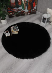 Dekoratif Tavşan Tüyü Ultra Yumuşak Peluş Yuvarlak Halı - 8