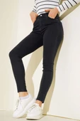 Yüksek Bel Dar Paça Kot Pantolon Füme - 1