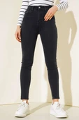 Yüksek Bel Dar Paça Kot Pantolon Füme - 2