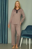 Puantiyeli Kadın Pijama Takımı Gri thumbnail 2