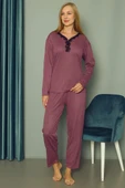 Puantiyeli Kadın Pijama Takımı Mor - 1