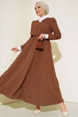 Gömlek Yakalı Elbise Kahve thumbnail 1