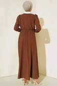 Gömlek Yakalı Elbise Kahve thumbnail 3