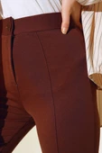 Beli Düğmeli Fermuarlı Çımalı Pantolon Kahve thumbnail 4