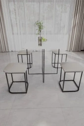 Dekorfim Mokaparkavm Rüzgar Tabureli Oval Masa - 3