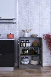 Mokaparkavm Mokas Çok Amaçlı Dolap 2 Raflı Kapaklı Mutfak Balkon Banyo Mokas1002 - 3