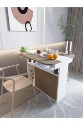 Mokaparkavm Kelebek Yemek Masası Mutfak Masası Katlanır Pratik Tekerlekli - 1