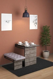 Mokaparkavm Mokapark Katlanır Raylı Mutfak Balkon Masa Dekoratif Tek Tabure Ayaklı Duvara Monte Alya - 1