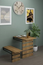 Mokaparkavm Begonya Duvara Monte Katlanabilir Tek Tabureli Pratik Mutfak Masası Yemek Masası Balkon Masası thumbnail 2