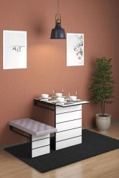 Mokaparkavm Mokapark Katlanır Raylı Mutfak Balkon Masa Dekoratif Tek Tabure Ayaklı Duvara Monte Alya thumbnail 3