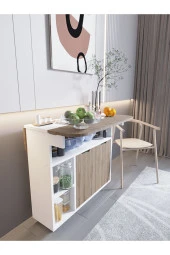 Mokaparkavm Kelebek Yemek Masası Mutfak Masası Katlanır Pratik Tekerlekli - 2