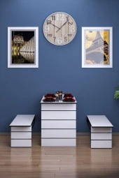 Mokaparkavm Firuze Duvara Monte Katlanabilir 2 Tabureli Yemek Masası Balkon Masası - 2