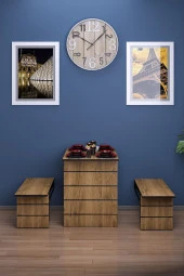 Mokaparkavm Firuze Duvara Monte Katlanabilir 2 Tabureli Pratikyemek Masası Mutfak Masası Balkon Masası - 2