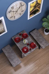 Mokaparkavm Firuze Duvara Monte Katlanabilir 2 Tabureli Pratik Yemek Masası Mutfak Masası Balkon Masası thumbnail 1