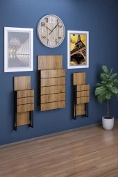 Mokaparkavm Firuze Duvara Monte Katlanabilir 2 Tabureli Pratikyemek Masası Mutfak Masası Balkon Masası - 4