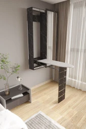 Mokaparkavm Aydınlık Ütü Masası Aynalı Dolaplı Katlanabilir Ütü Masası - 1