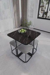 Mokaparkavm Rüzgar Dekoratif Oval Tabureli Yemek Masası - 1