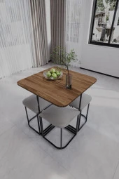 Mokaparkavm Rüzgar Dekoratif Oval Tabureli Yemek Masası - 1