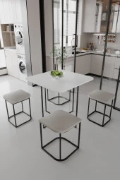 Mokaparkavm Rüzgar Dekoratif Oval Tabureli Yemek Masası - 1