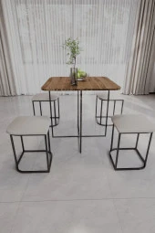 Mokaparkavm Rüzgar Dekoratif Oval Tabureli Yemek Masası - 2