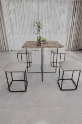 Mokaparkavm Rüzgar Dekoratif Oval Tabureli Yemek Masası - 2