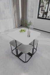 Mokaparkavm Rüzgar Dekoratif Oval Tabureli Yemek Masası - 2