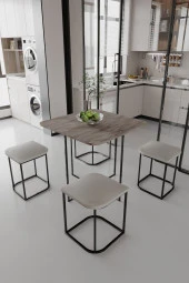 Mokaparkavm Rüzgar Dekoratif Oval Tabureli Yemek Masası - 3