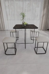 Mokaparkavm Rüzgar Dekoratif Oval Tabureli Yemek Masası - 3