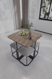 Mokaparkavm Rüzgar Dekoratif Oval Tabureli Yemek Masası - 4