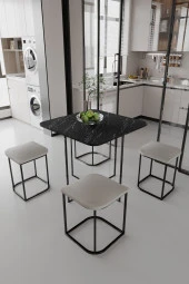 Mokaparkavm Rüzgar Dekoratif Oval Tabureli Yemek Masası - 4